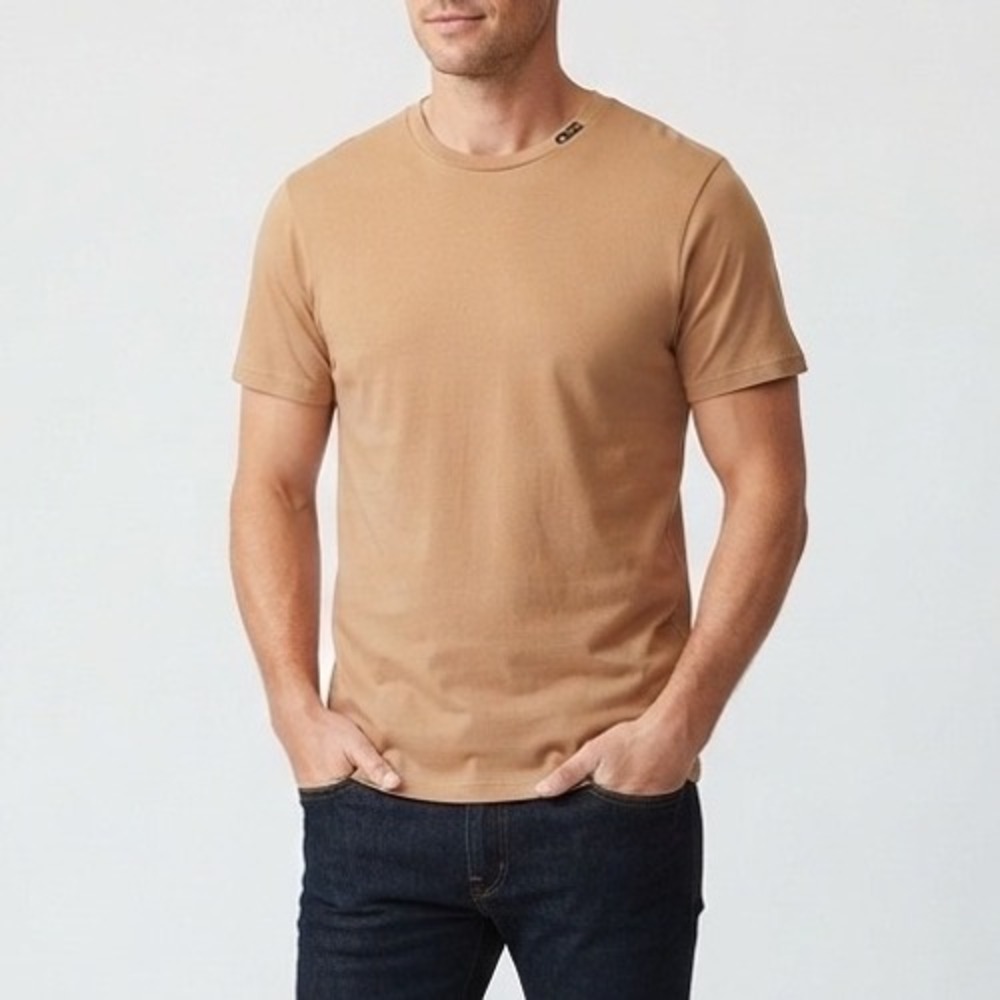 CSG T-Shirt Mens S Tan Basic Short Sleeve Solid Excellent